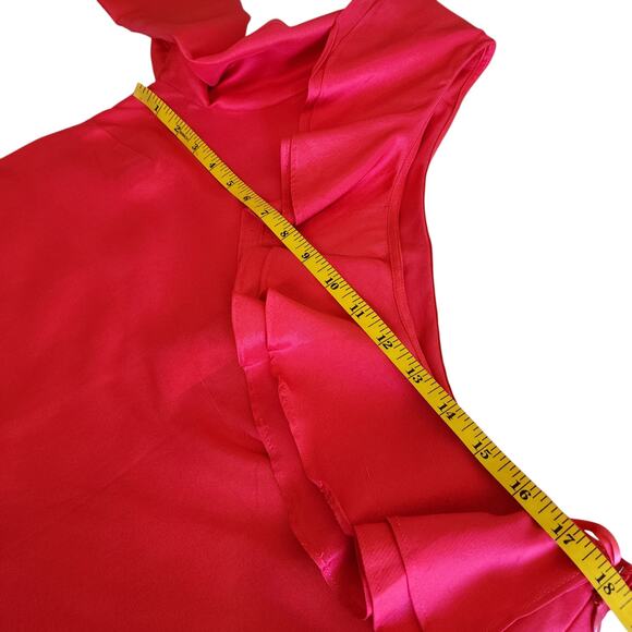 J Crew Womens One Shoulder Silk Shantung Top Size 8 Brilliant Poppy Ruffle NEW - Picture 10 of 11